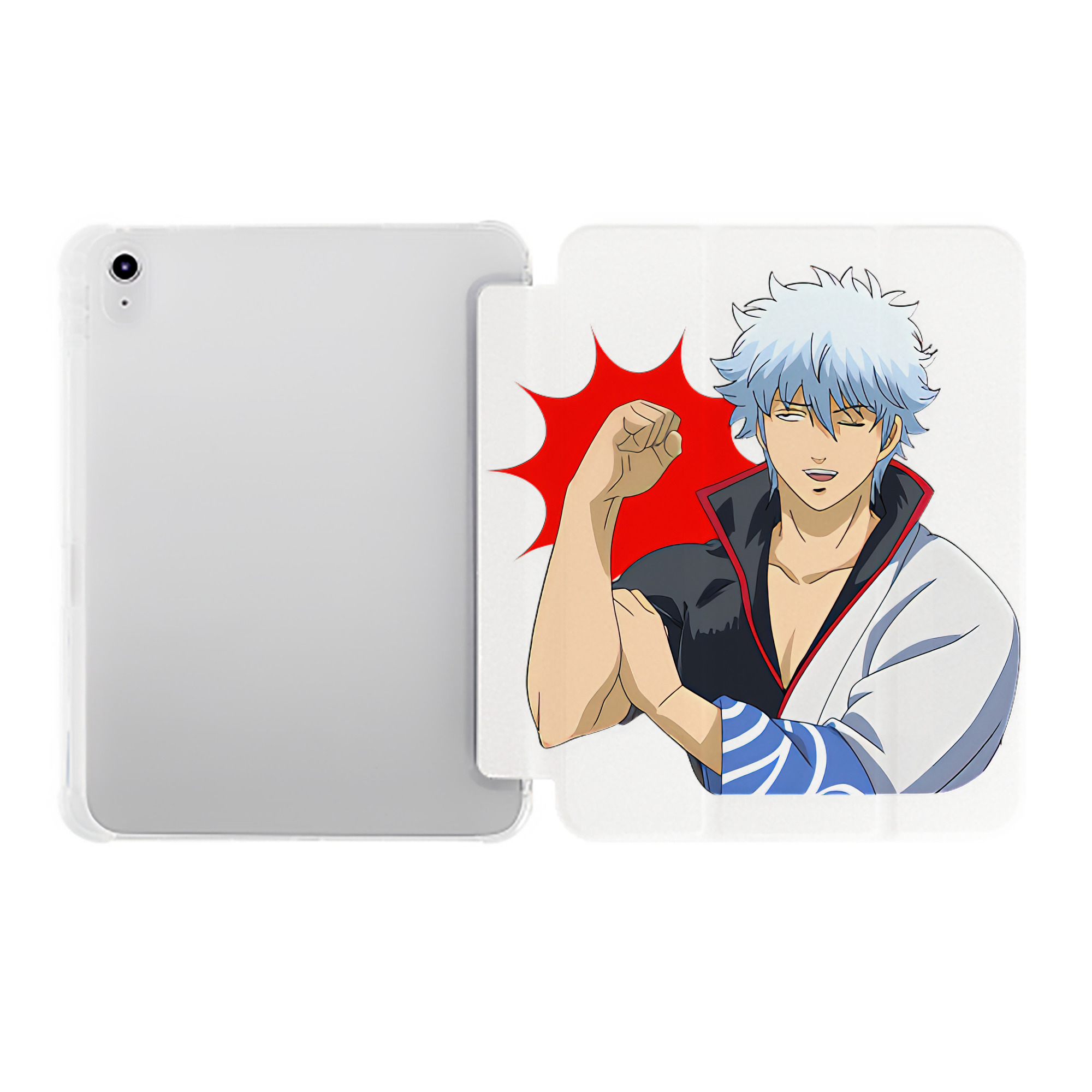 （画像用） ぎんたま 坂田銀時（さかたぎんとき） 神楽 志村新八（しむら しんぱち） GINTAMA Sakata Gintoki Kagura Shimura Shinpachi IPad ケース ペン収納付き 三つ折りスタンド PUレザー×シリコン 対応機種9.5/10.5/10.9インチ